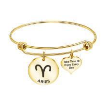 presente de joias pulseiras modernas femininas masculinas de aço inoxidável ouro doze zodíaco